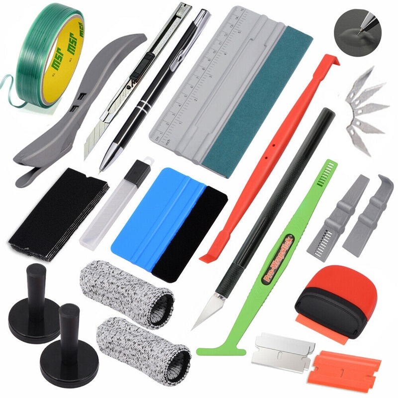 Pro Car Vinyl Wrapping Tools Kit Window Tint Gasket Squeegee Felt Cutter UK Ship 