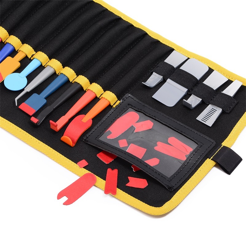 FOSHIO 32PCS Carbon Fiber Vinyl Car Wrap Tools Kit Magnetic Squeegees with  Tool Bag Car Stickers Corner Wrapping Tinting Tool