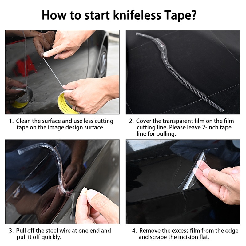 FOSHIO Vinyl Car Wrapping Tool Kit 5m Knifeless Tape Design Line