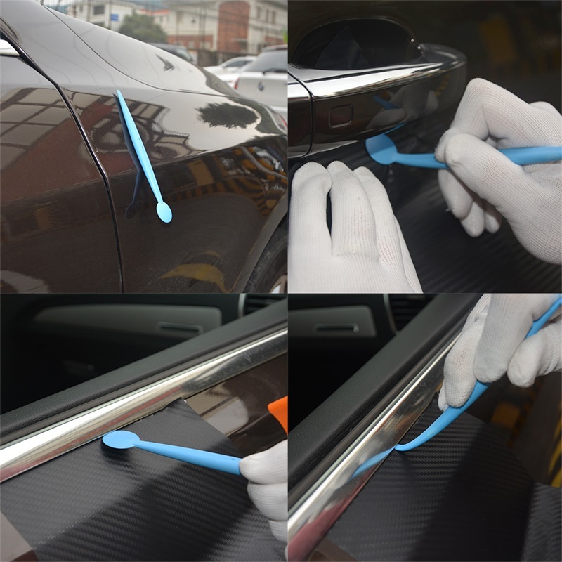 FOSHIO Carbon Fiber Vinyl Squeegee 3PCS Tool Set Car Protection Tint Film  Felt Edge Wrapping Scraper Scale Ruler 10/12 Inch Long