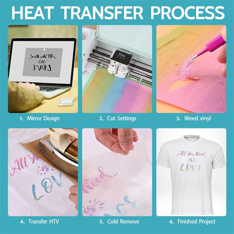FOSHIO Tshirt Sublimation HTV Vinyl Heat Transfer Glitter Printable