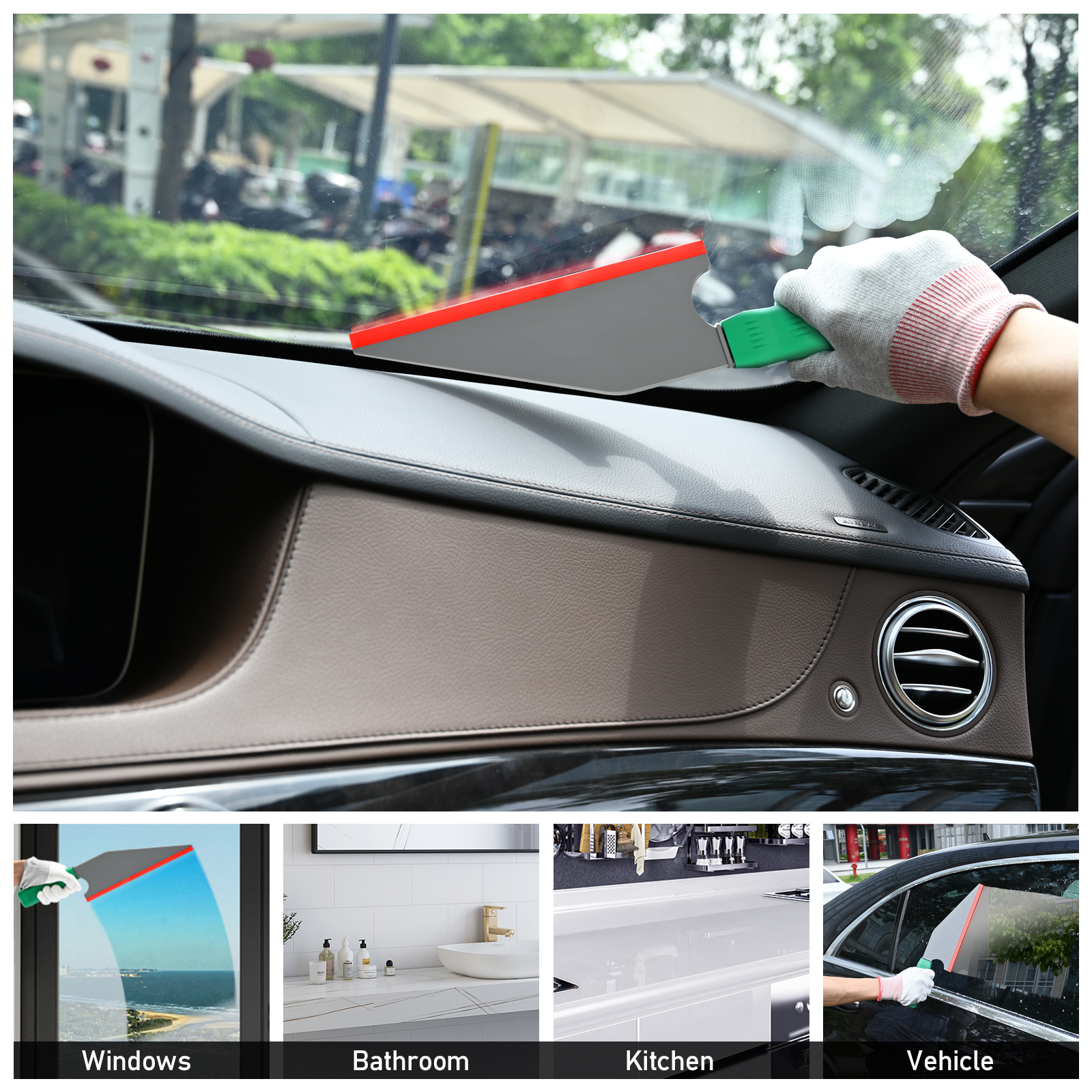 Blue Razor Blade Water Squeegee Auto Film Tint Wiper Scraper Multifunction  Silicone Blade for Car Window Washing Cleaning Tools