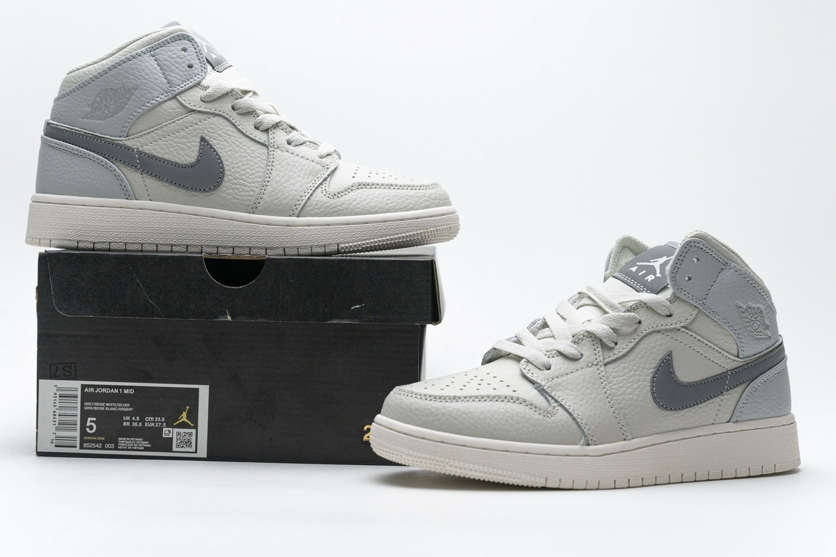 Air Jordan 1 Mid GS Light Bone/Grey 554725-053