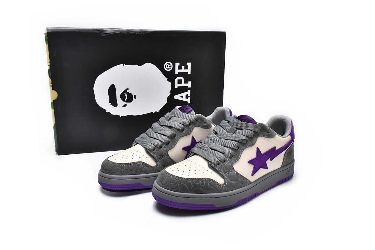 TOP Quality LJR A Bathing Ape Court Sta Mist Grey Royal Purple - HotKicks