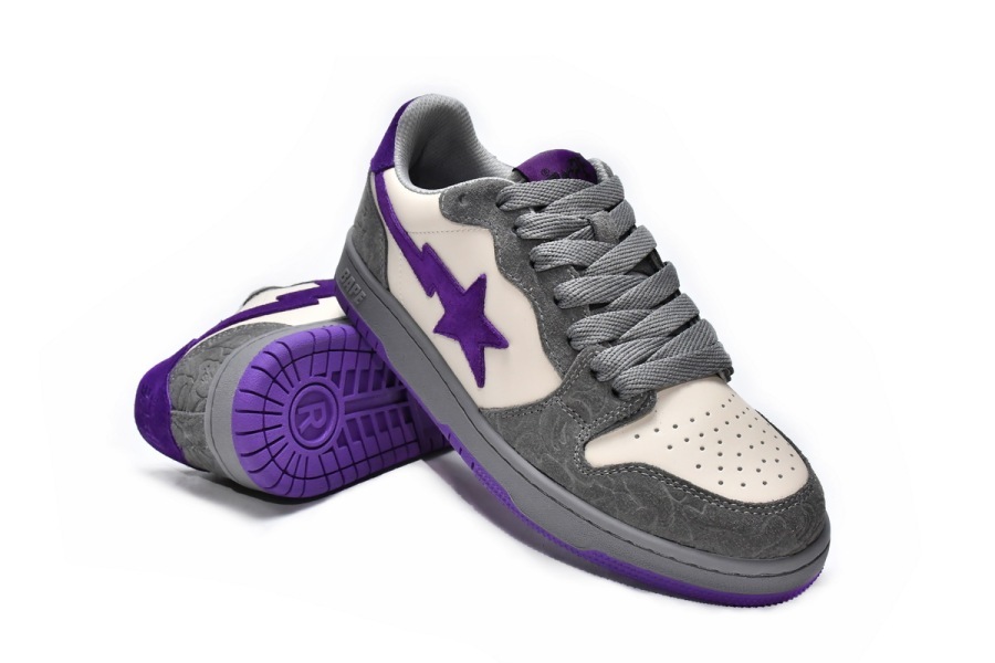 TOP Quality LJR A Bathing Ape Court Sta Mist Grey Royal Purple - HotKicks