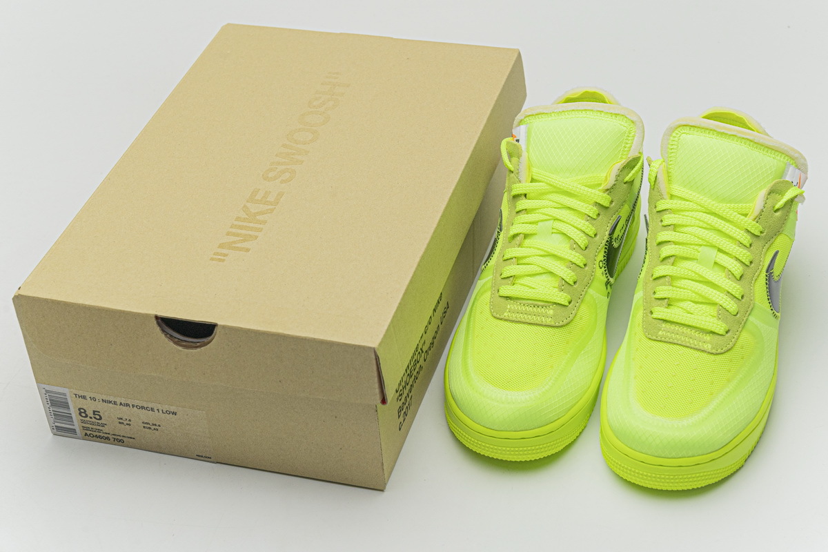  Nike Mens The 10 Air Force 1 Low AO4606 700 Off-White Volt -  Size 4