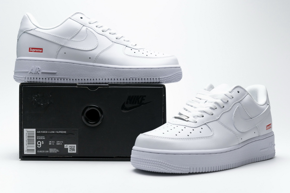 Nike Air Force 1 Low Supreme Triple White CU9225-100 Fashion Shoes