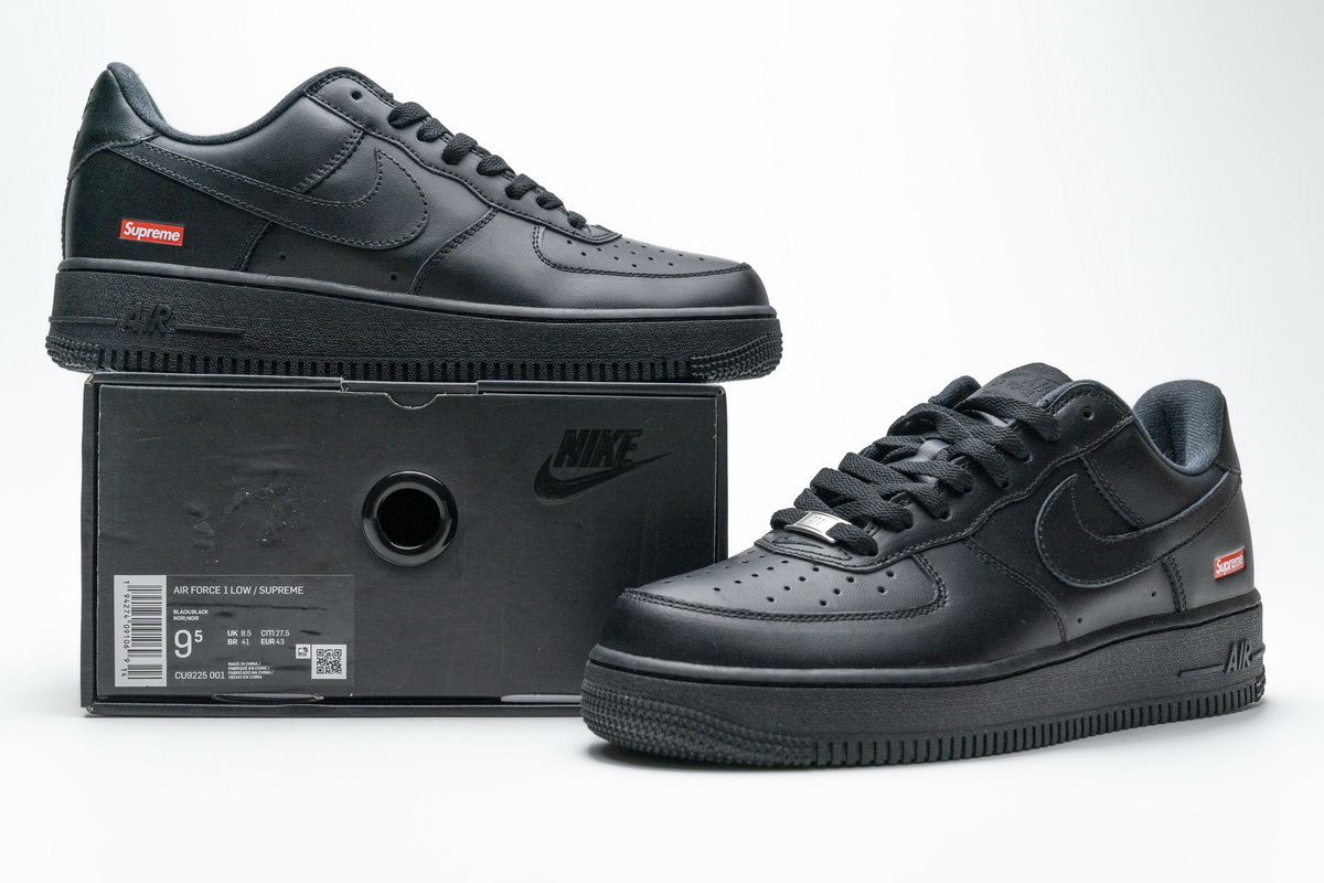 Air force 1 leather low trainers Nike x Supreme Black size 42 EU in Leather  - 32572023