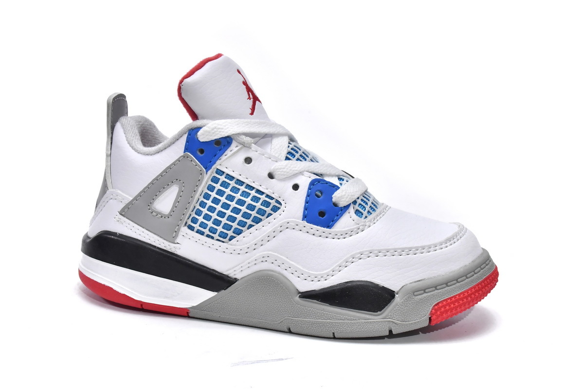 blue white and red jordan 4s