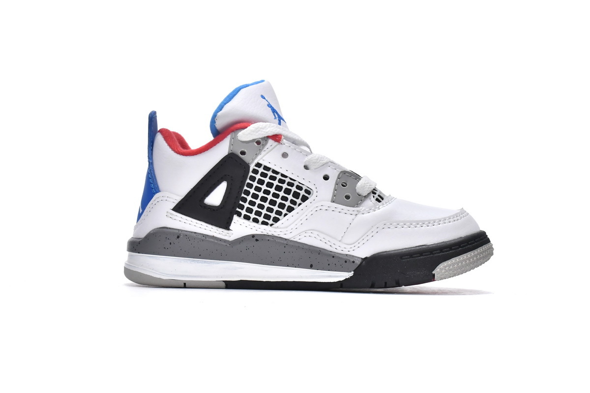 Air Jordan 4 Retro SE Little Kids' Shoes White-Military Blue-Fire Red  bq7669-146