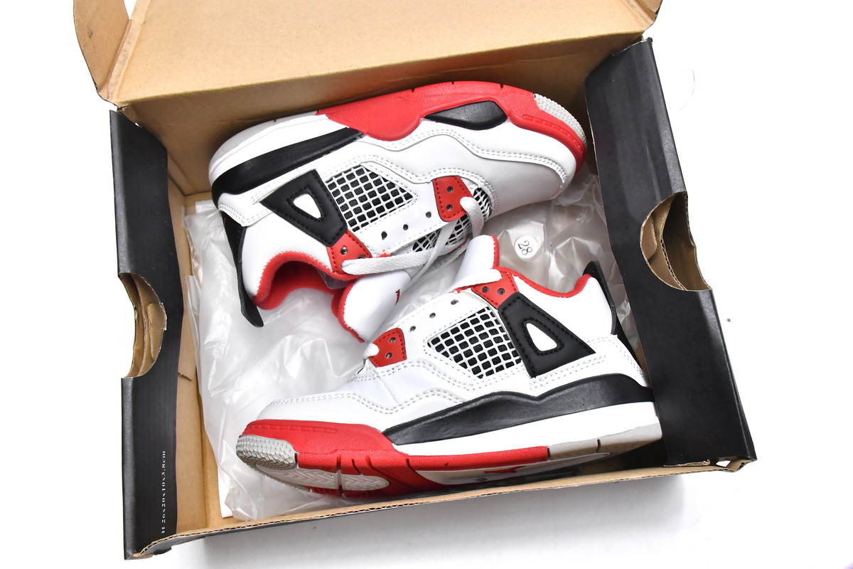  Nike Jordan Kid's Shoes Air Jordan 4 Retro OG (PS) Fire Red  2020 BQ7669-160 (Numeric_13_Point_5)