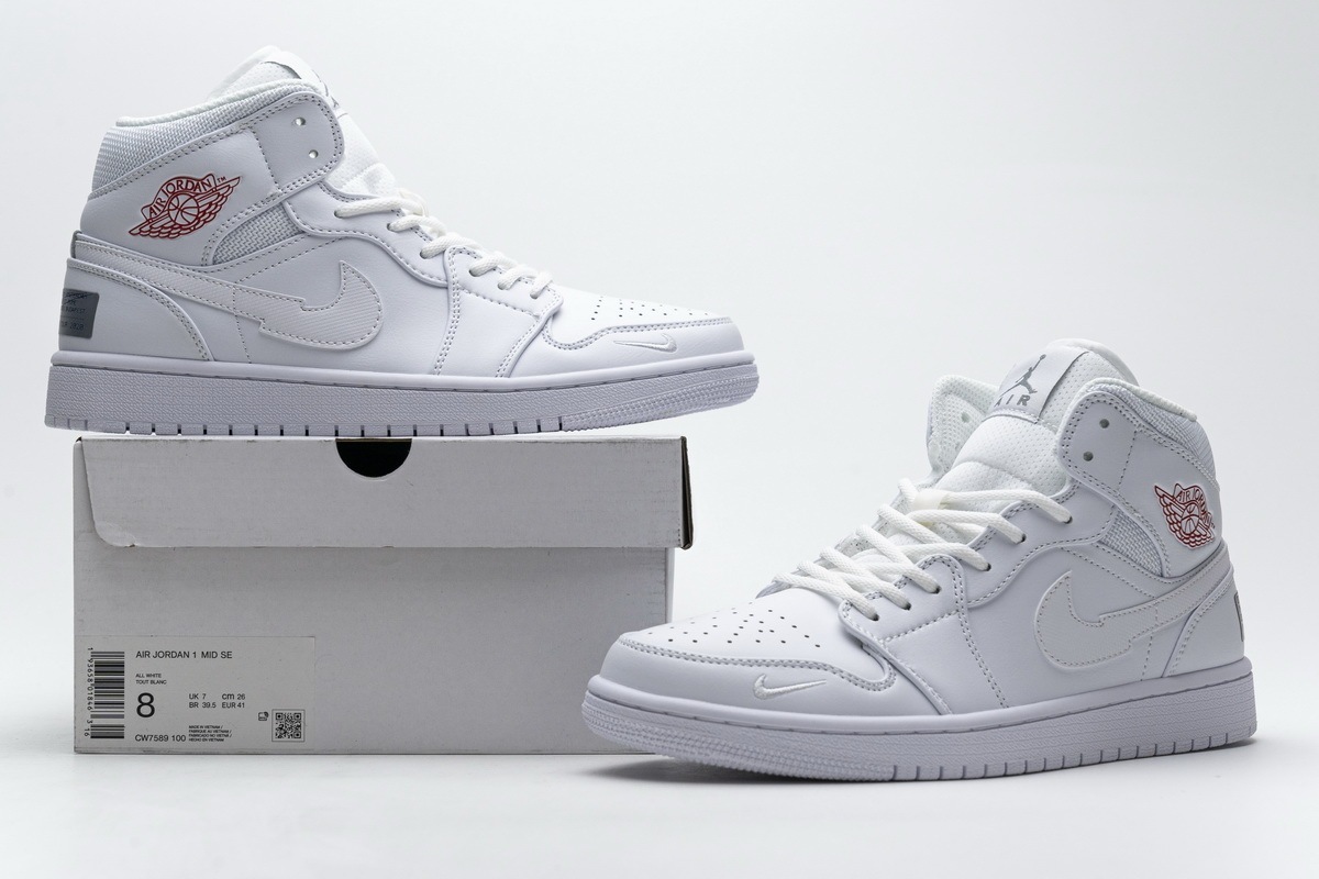 High Quality OG Air Jordan 1 Mid SE Nike Swoosh On Tour (2020), CW7589-100 - Uabat
