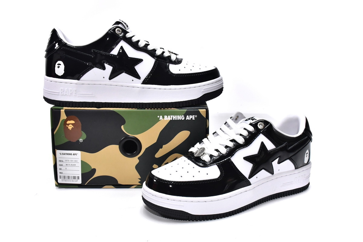 Stockx A Bathing Ape Bape Sta Low Black White 1H70191001