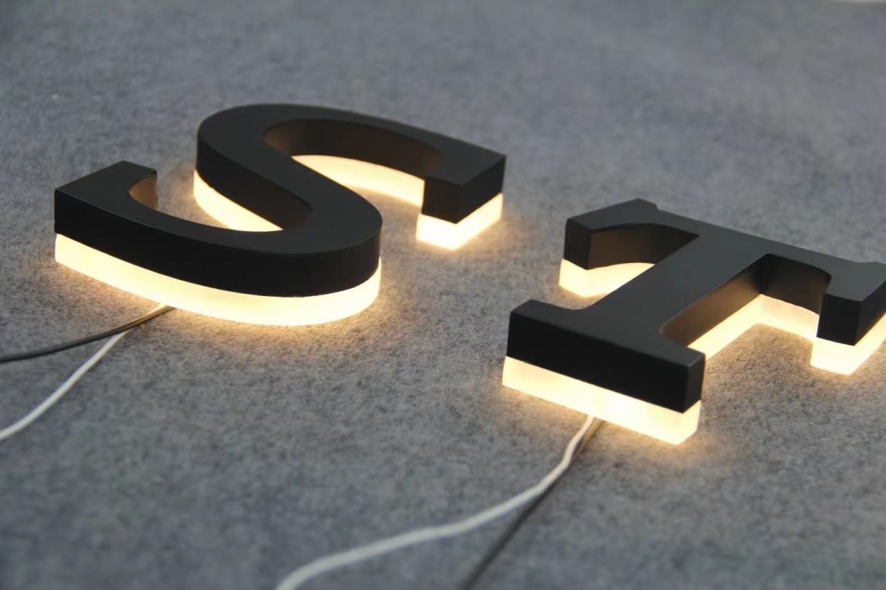 Store Interior Decoration Stainless Steel Halo Lit Sign