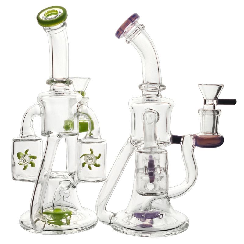 Dabba Web Celebrity Same Style | Double Recycler Bong With Propeller Spinning Perc & Splash Perc