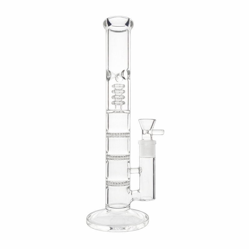 12 Inch Straight Tube Water Pipe With Triple Honeycomb Perc & Birdcage Perc