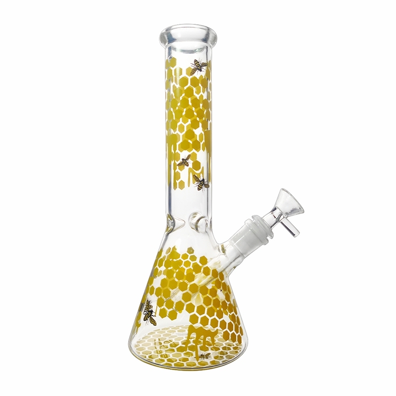 Colorful Honeybee Glass Beaker Bong