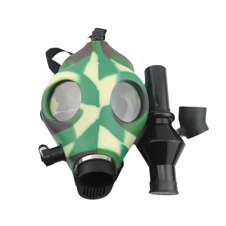 Gas Mask Silicone Bong With Acrylic Straight Percolator Pipe