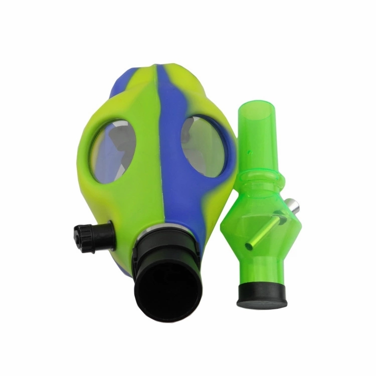 Gas Mask Silicone Bong With Acrylic Straight Percolator Pipe