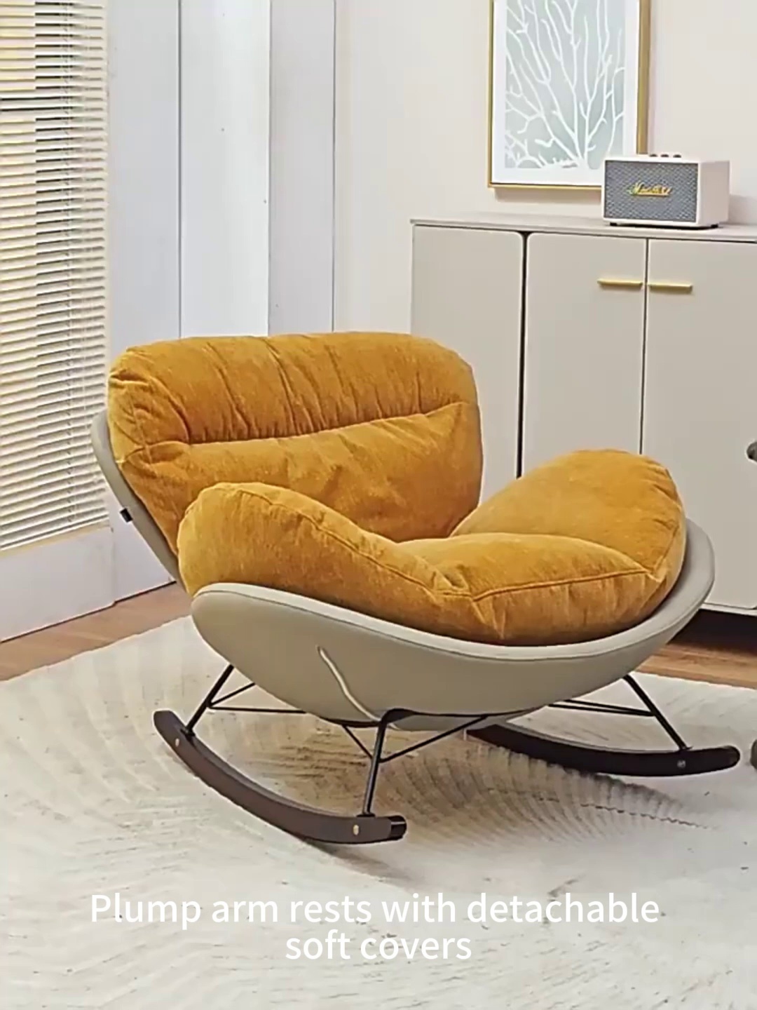 YC031 Nordic Lazy Sofa Single Rocking Chair, Leisure Adult Recliner, Suitable for Balcony, Home and Living Room Rocking Chair