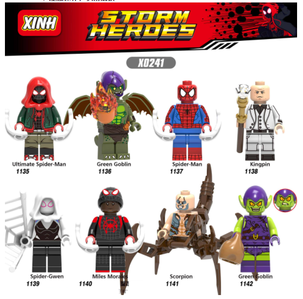 XINH Super Hero Figures X0241 Spider-Man Green Goblin Scorpion Minifigures