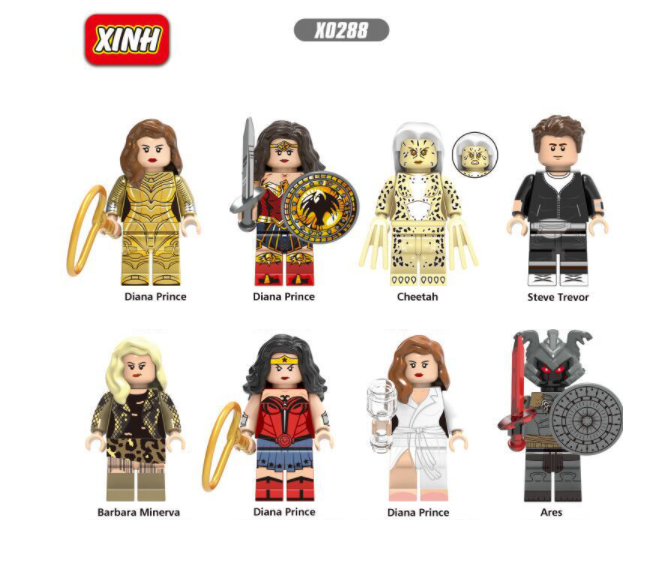 XINH Super Hero Figures Toy Barbara Diana Leopard Lady Ares bag Minifigures