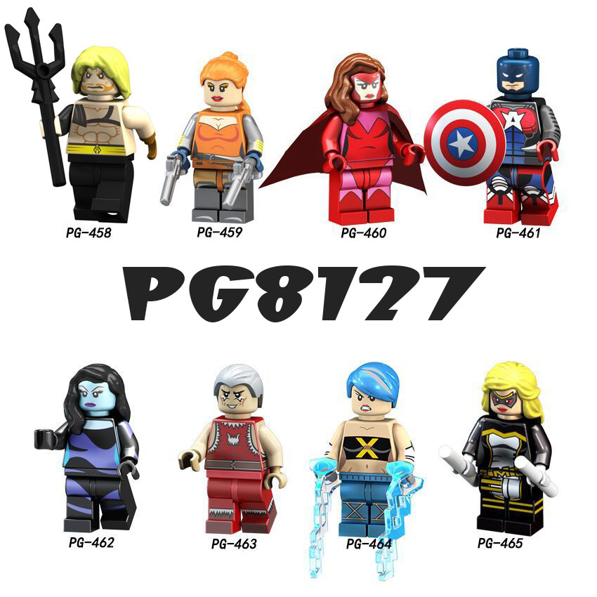 Pogo Superhero Series - PG8127 Snowflam Inque Aquaman Elsa Bloodstone Scarlet Witch Captain America Minifigures