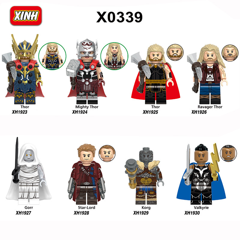 XINH Super Hero Figures X0339 - Thor Gorr Star-Lord Korg valkyrie Minifigures