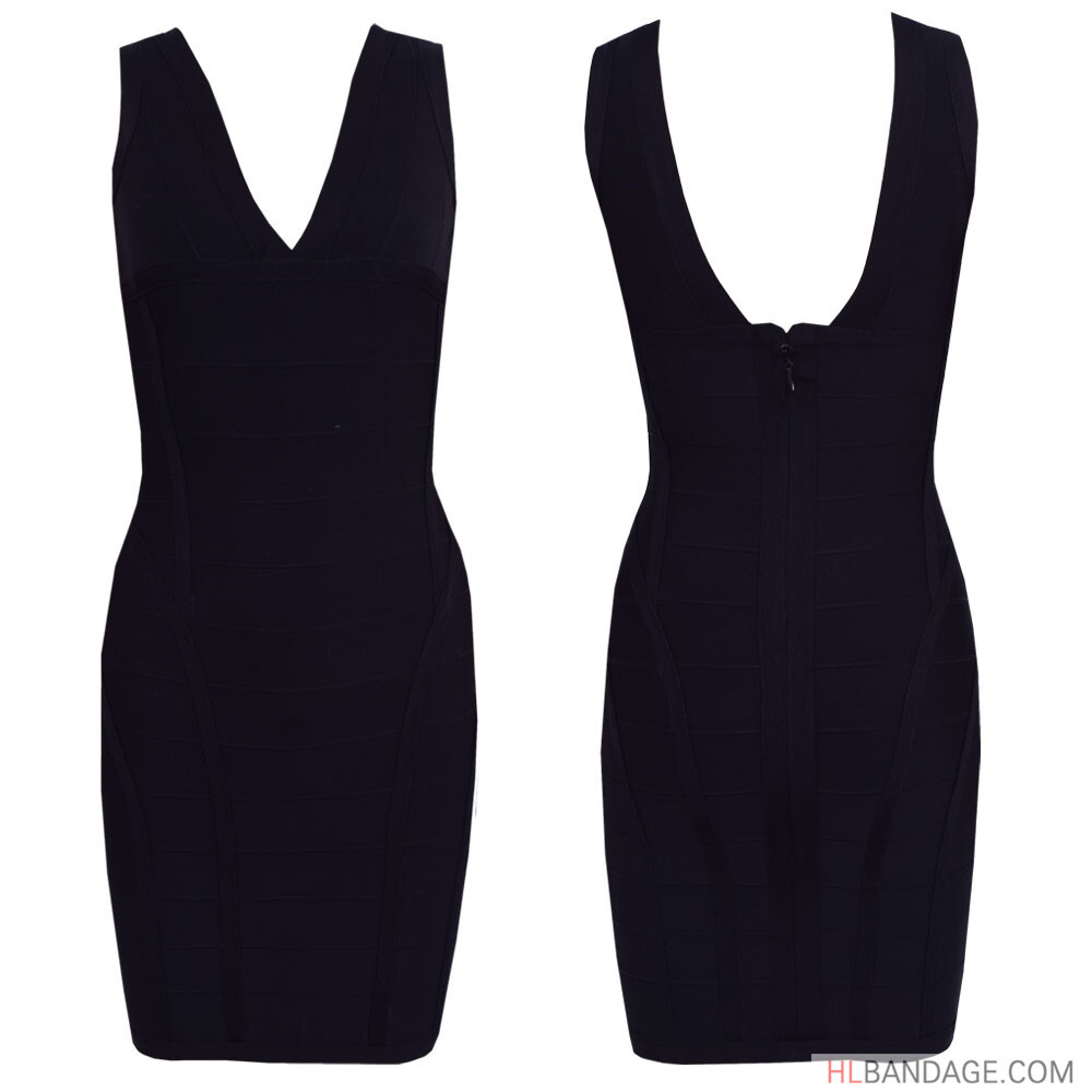 Rayon Wholesale V Neck Sexy Girl Black Hl Bodycon Short Wear Party
