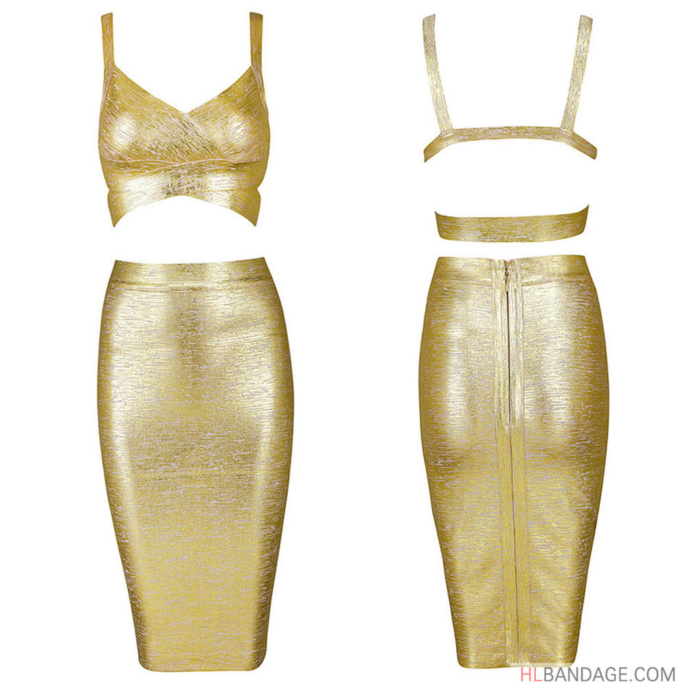 gold bandage two piece