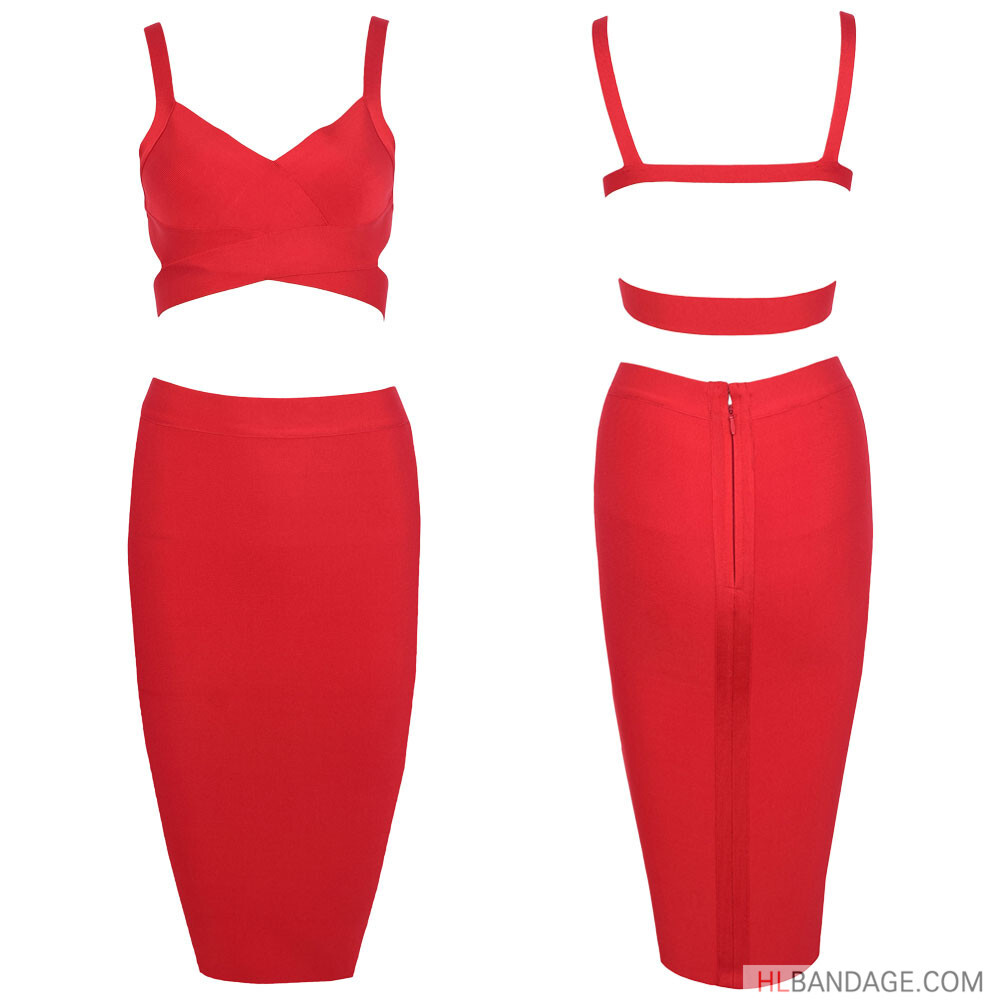 red bandage two piece