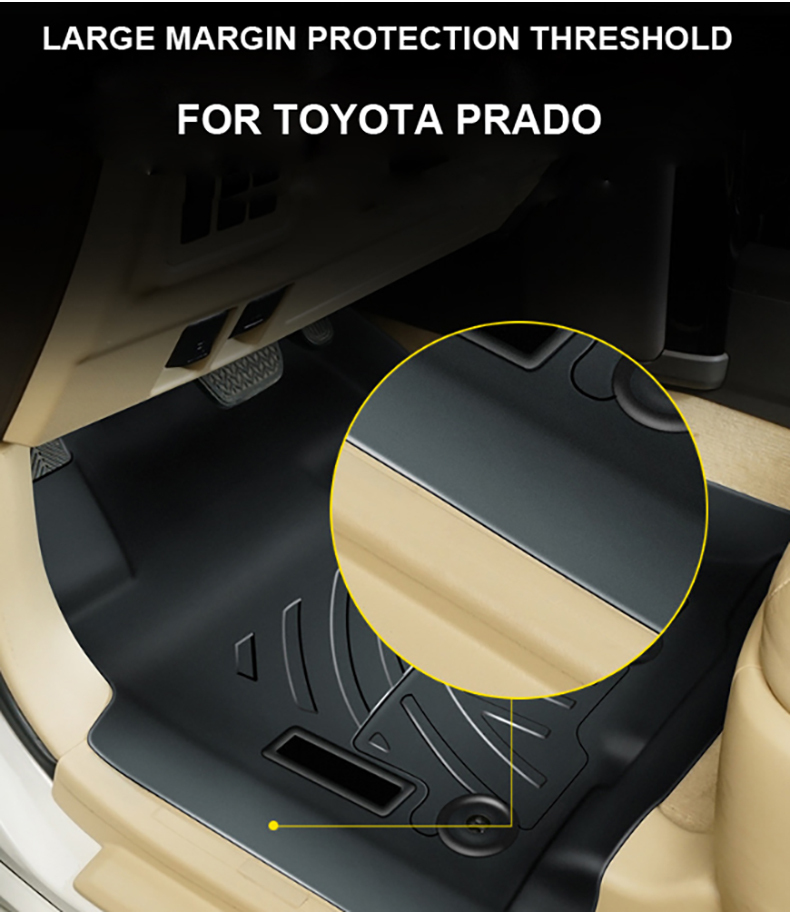 TPE Waterproof Car Floor Mats for Toyota Prado Compatible Car Mat Set Rubber Non Skid All Weather Full Set Car Mats Carpet 