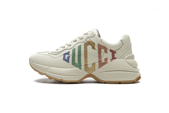 gucci ivory rhyton rainbow glitter sneakers