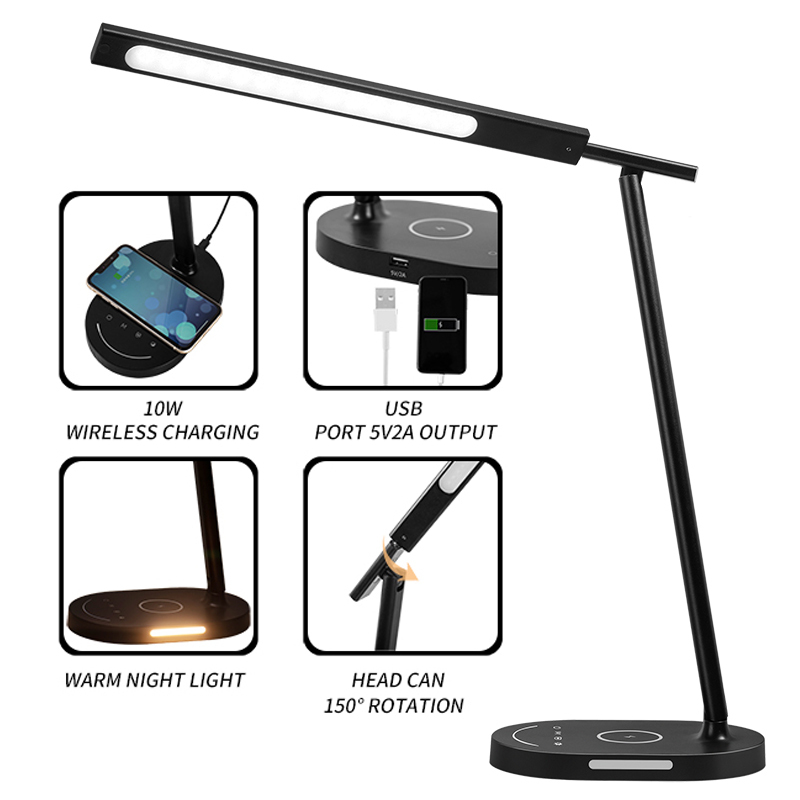 IHUAlite Foldable Wireless Charging Touching Control LED Desk Lamp