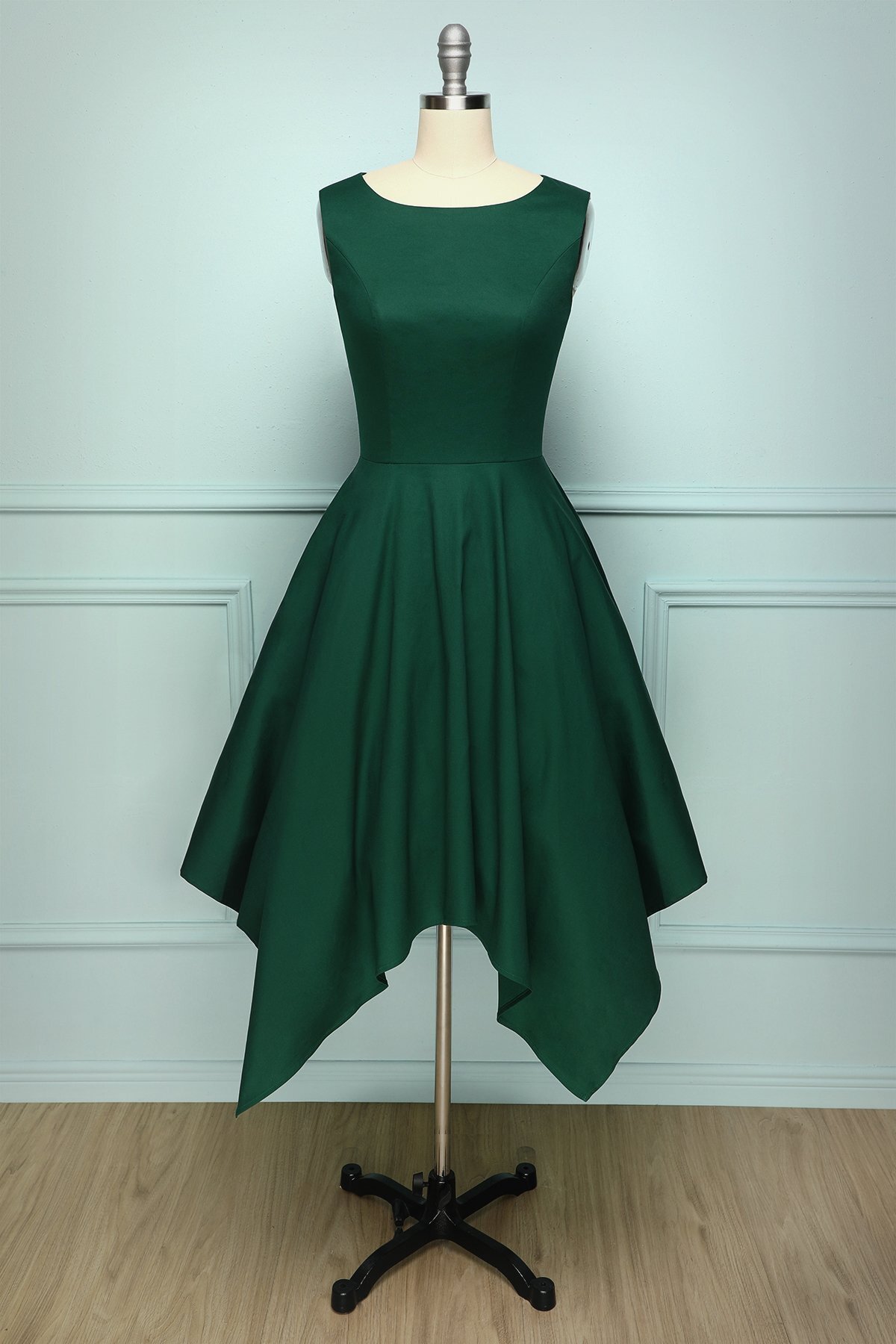 Asymmetric Green A-line Party Dress
