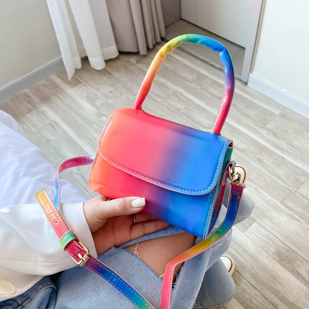 Mini Rainbow Colors Small Square Bag  