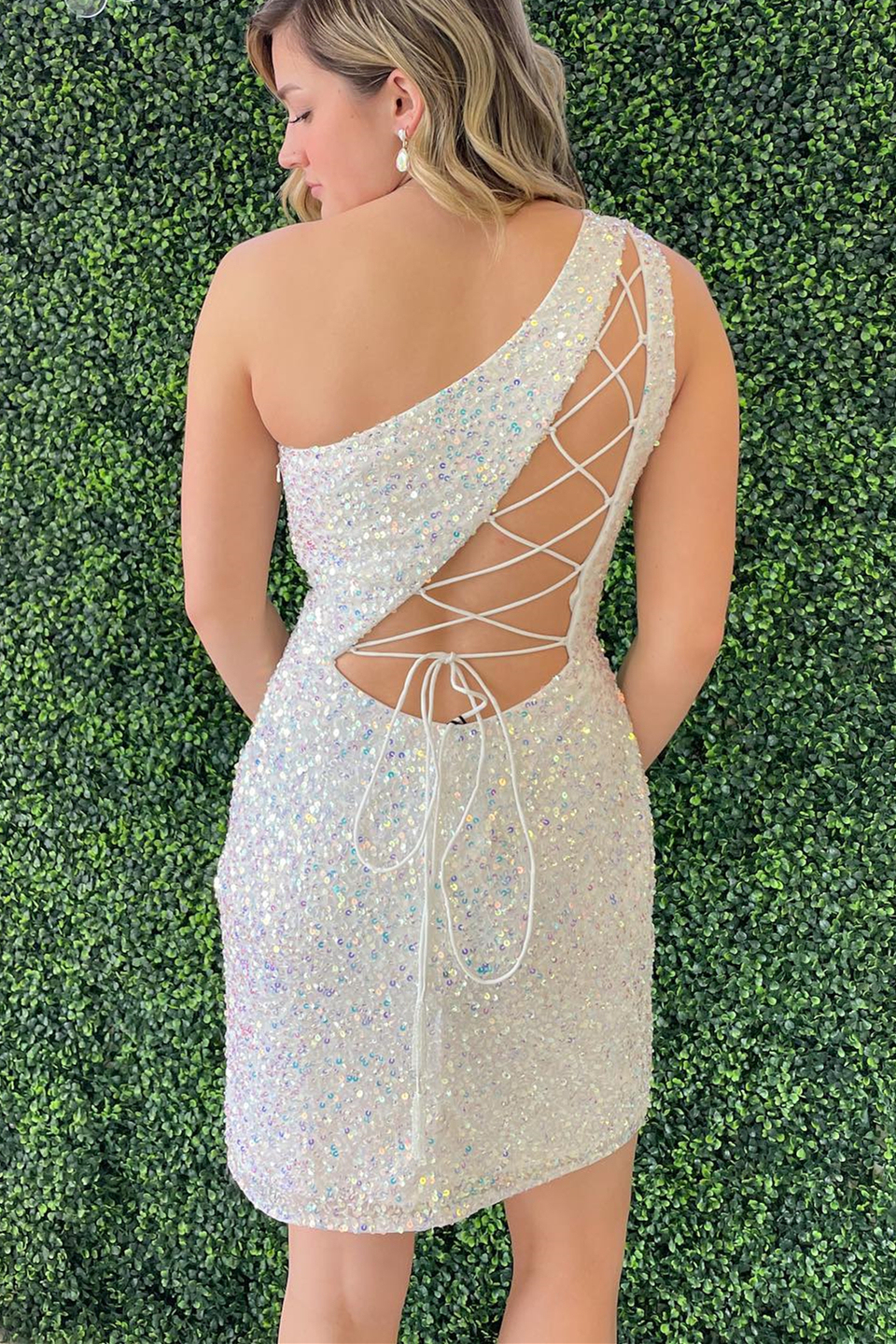 Sparkle Blue Sequin One Shoulder Bodycon Party Dress