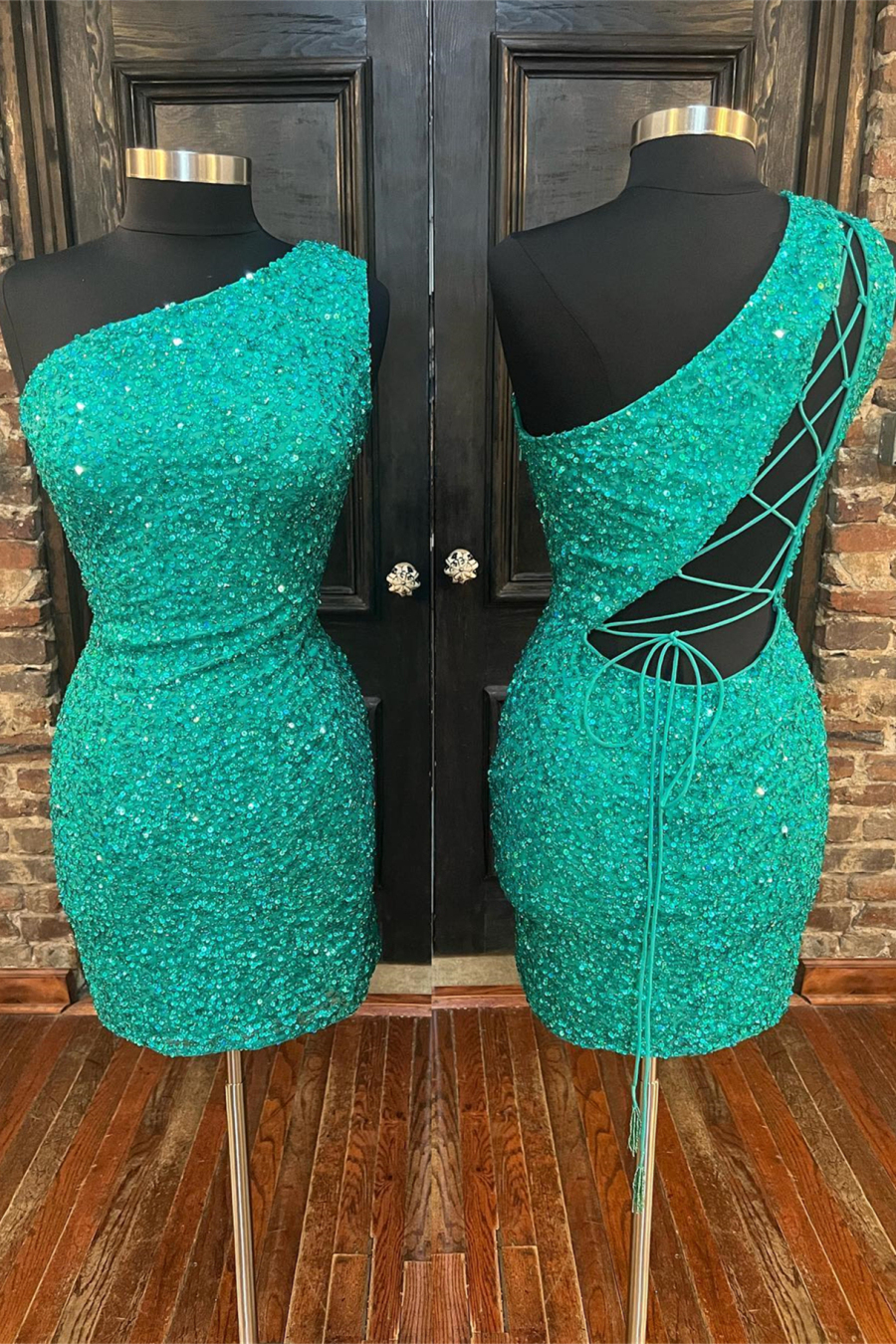 Sparkle Blue Sequin One Shoulder Bodycon Party Dress