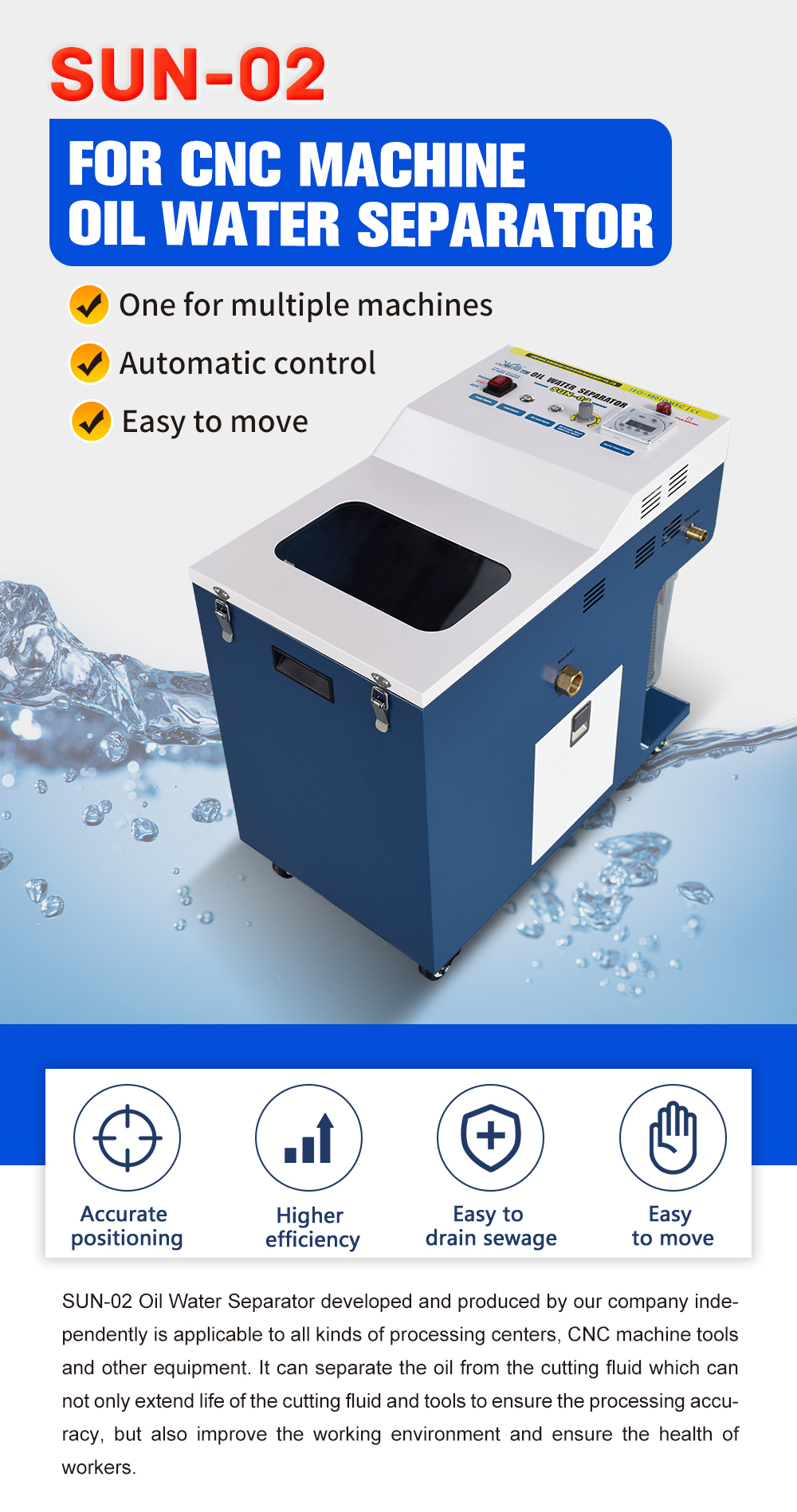 SUN02 Effective Portable Machine Coolant Recycling System CNC Coolant