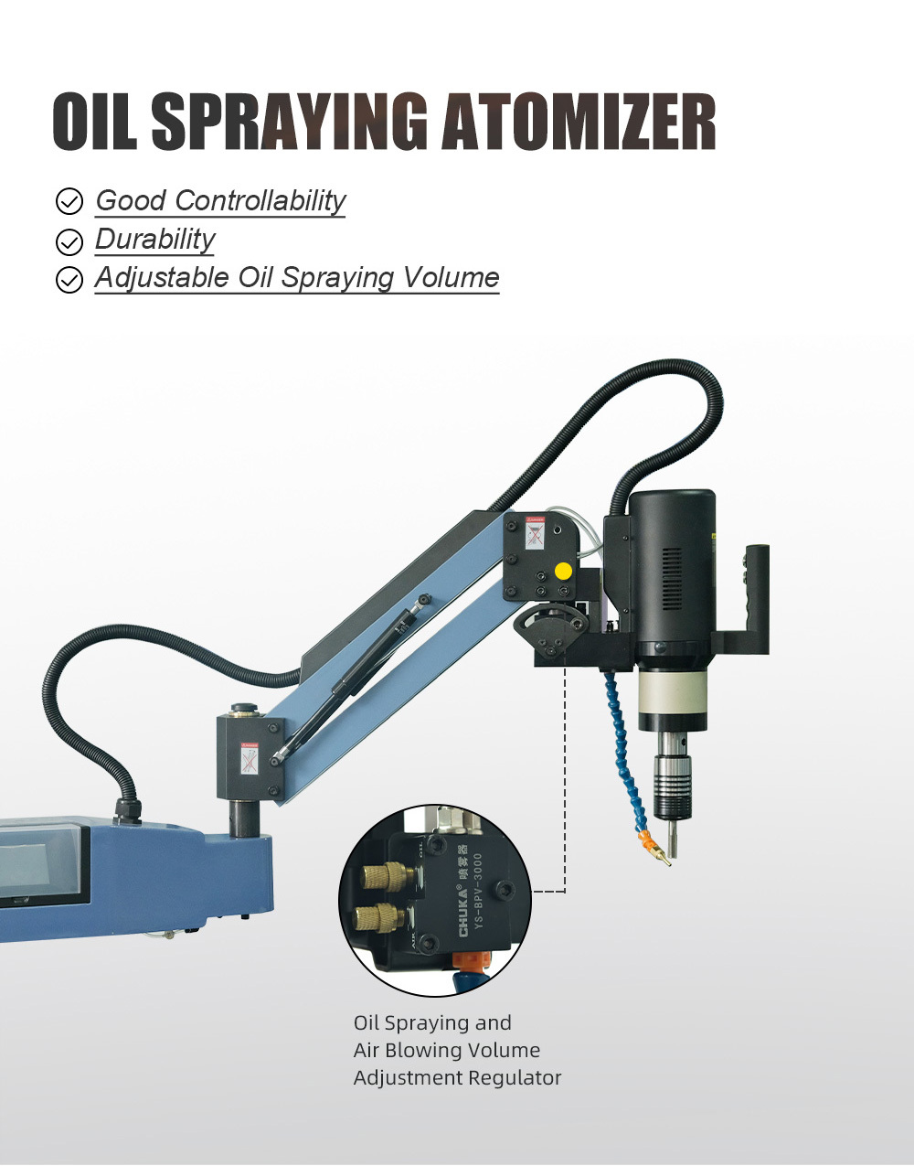 SFX M4-M24 Electric Tapping Machine Tapping Arm with Oil Spraying for Aluminum SFX M4-M24 Electric Tapping Machine Tapping Arm with Oil Spraying