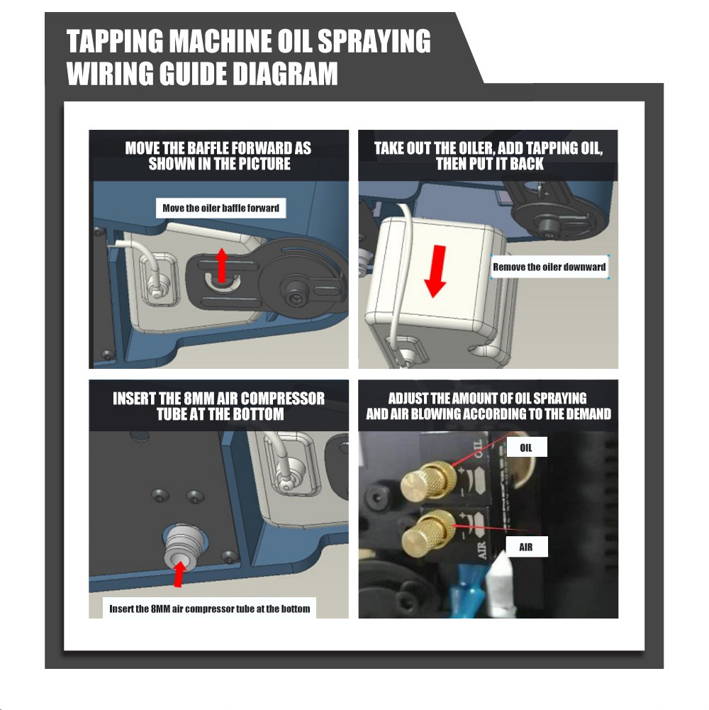 SFX M4-M24 Electric Tapping Machine Tapping Arm with Oil Spraying for Aluminum SFX M4-M24 Electric Tapping Machine Tapping Arm with Oil Spraying