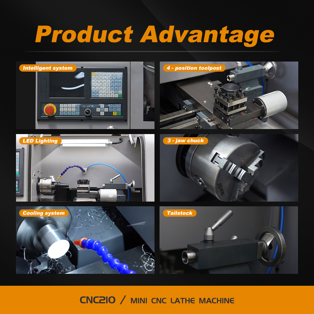 CNC210 Mini CNC Lathe Machine with Stand, For Hobby and Education