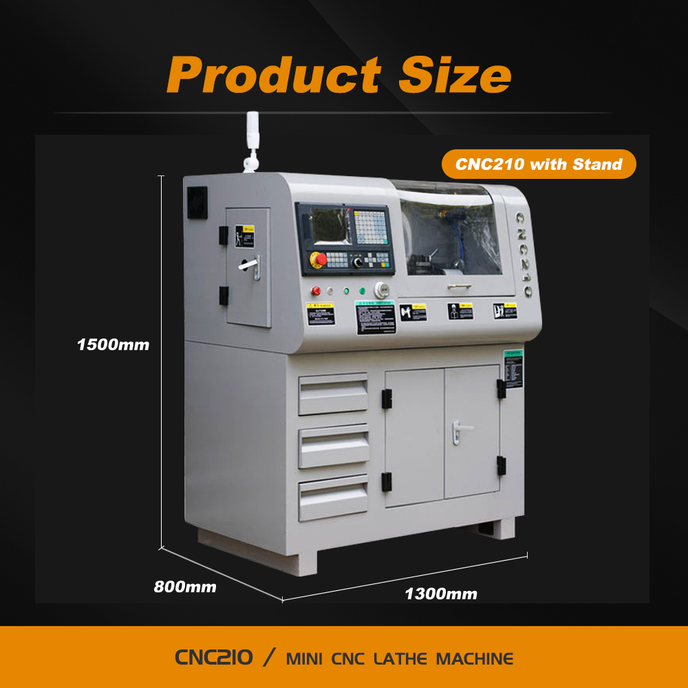CNC210 Mini CNC Lathe Machine with Stand, For Hobby and Education