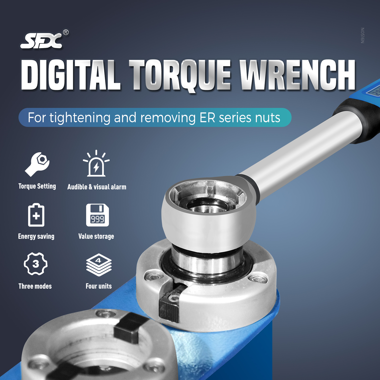 SFX ER16/ER20/ER25/ER32 Digital Torque ER Nut Wrench