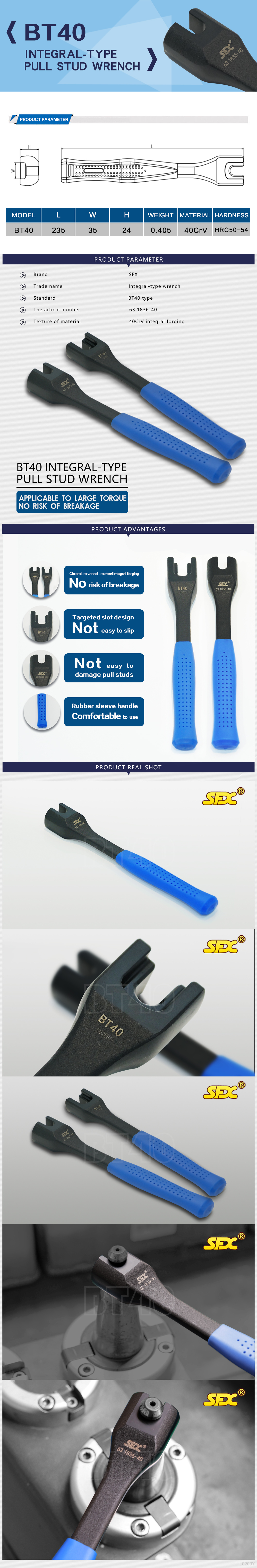 US Stock SFX BT40 Integral-type Pull Stud Wrench Pull Stud Spanner for BT40 Retention Knobs SFX CNC Machine Tool BT40 Integral-type Pull Stud Wrench