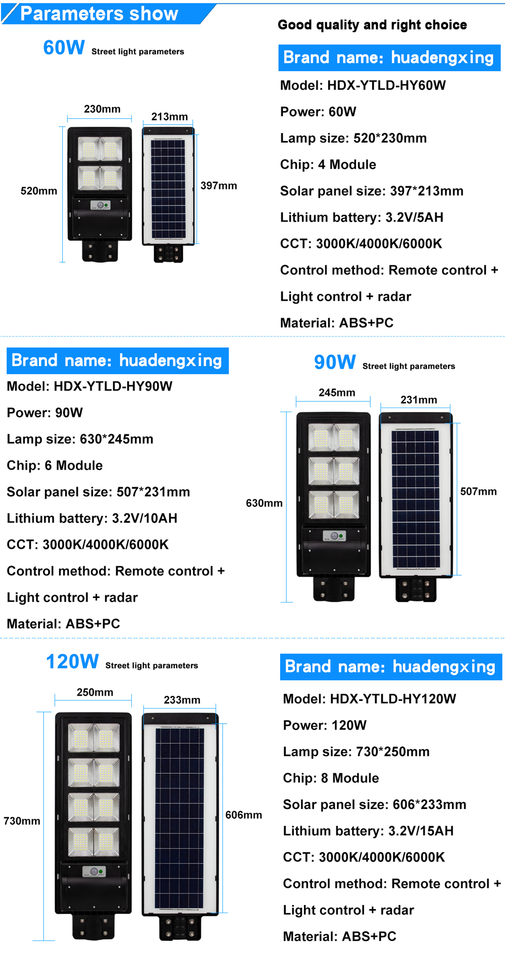 LED solar luminaire remote control installation sensor 60W 90W 120W 180W 240W 300W all in one outdoor led solar street light