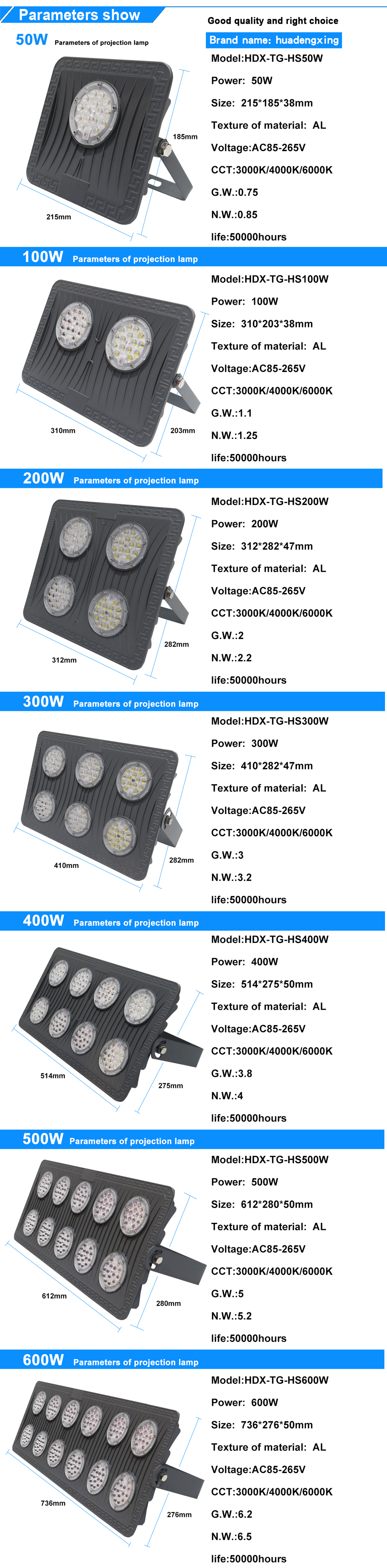  led flood light IP65 400w high lumen 110/w High quality reasonable price OEM/ODM good heat dissipation 2 years warranty outdoor lighting