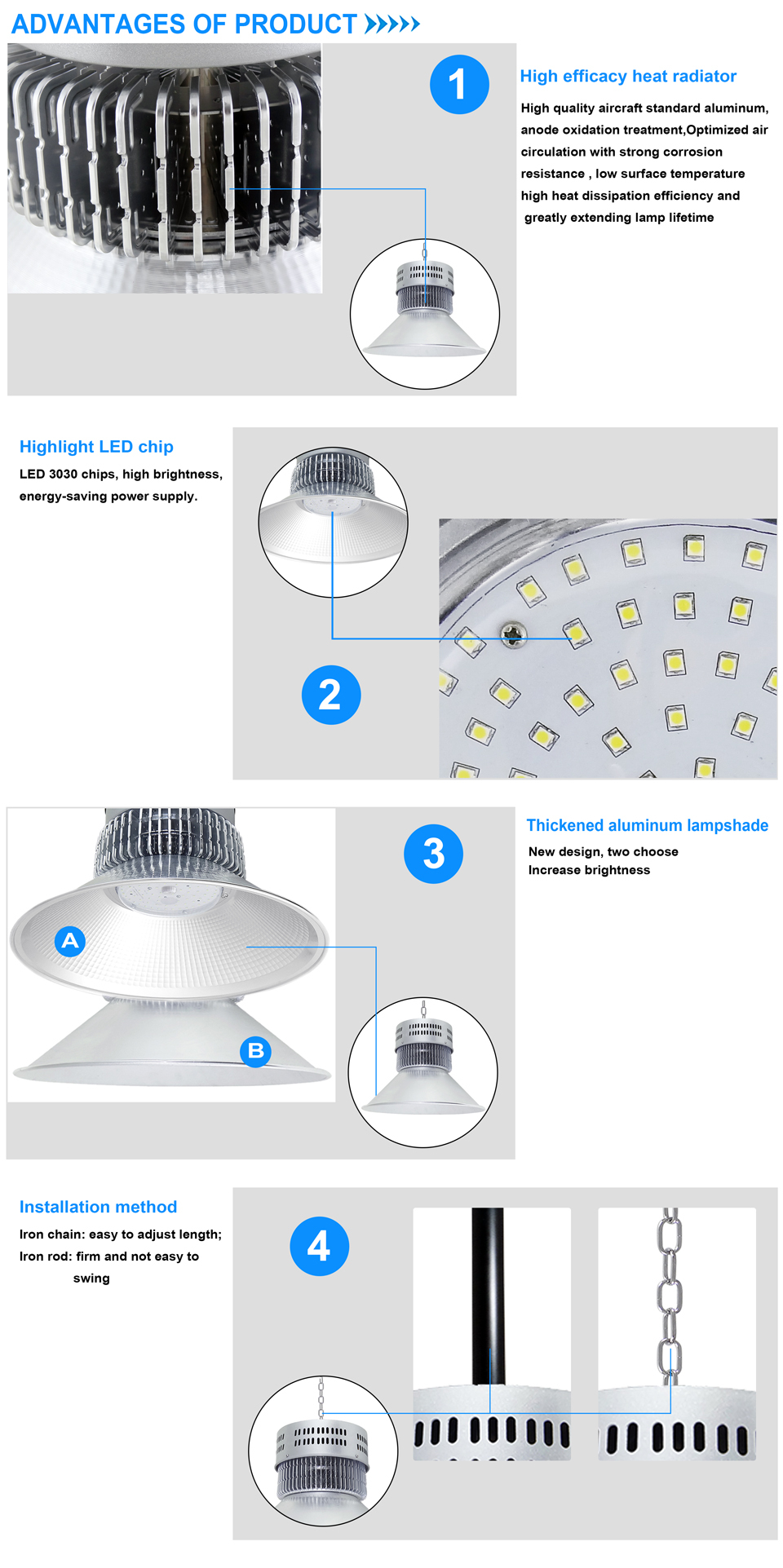 Design nice price road project lamp high brightness 200w industrial Led high bay light