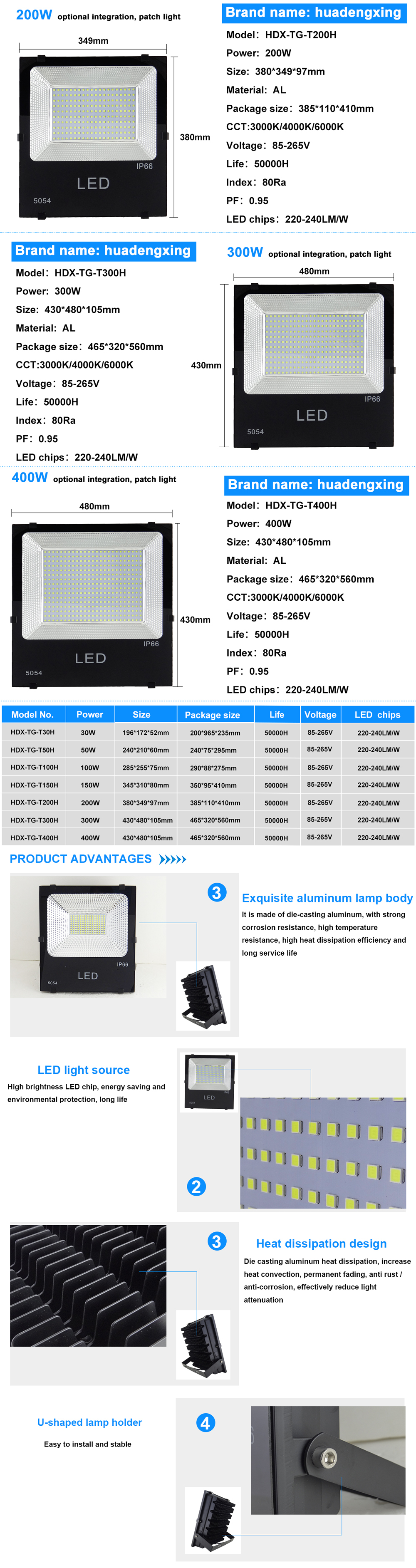 wholesale 2/3/5 years warranty outdoor lighting aluminum profiles housing 10w 20w 30w 50w 100w 150w 200w waterproof IP65 led flood light