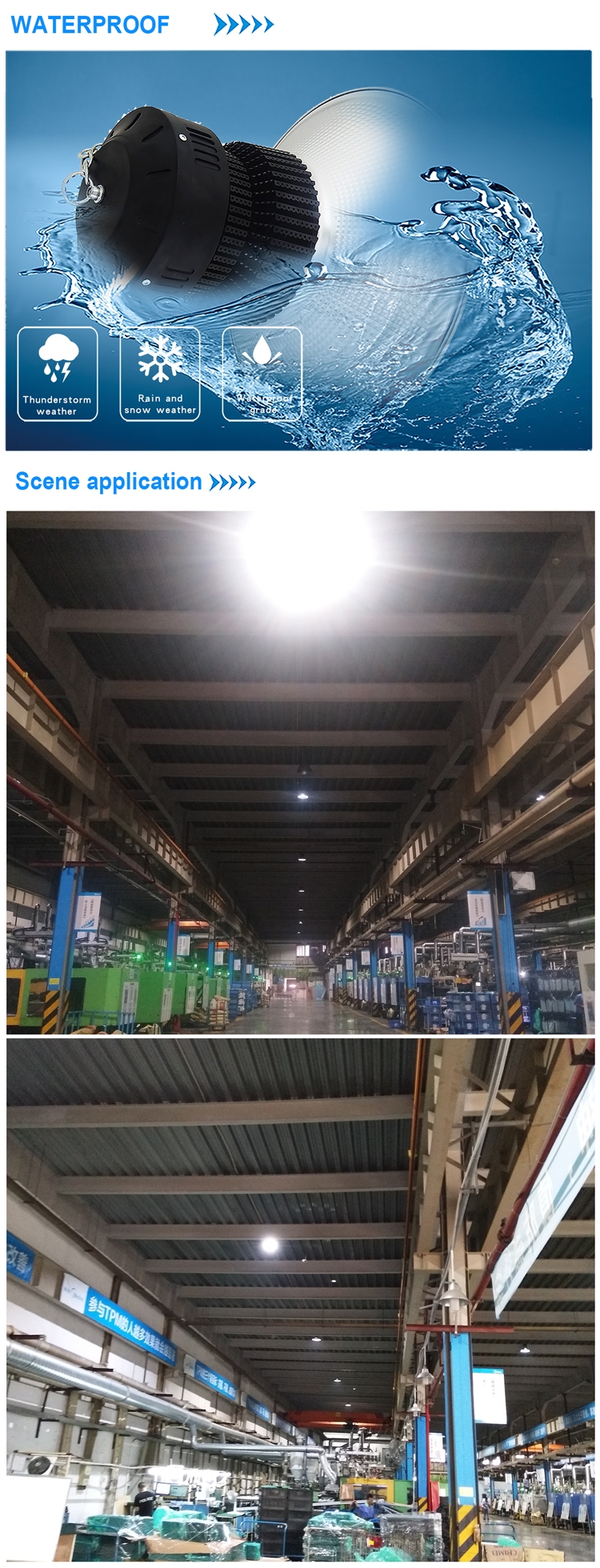 Warehouse CE ROHS 2 years warranty 110/w high lumen die cast aluminum 50w 100w 150w 200w led high bay light